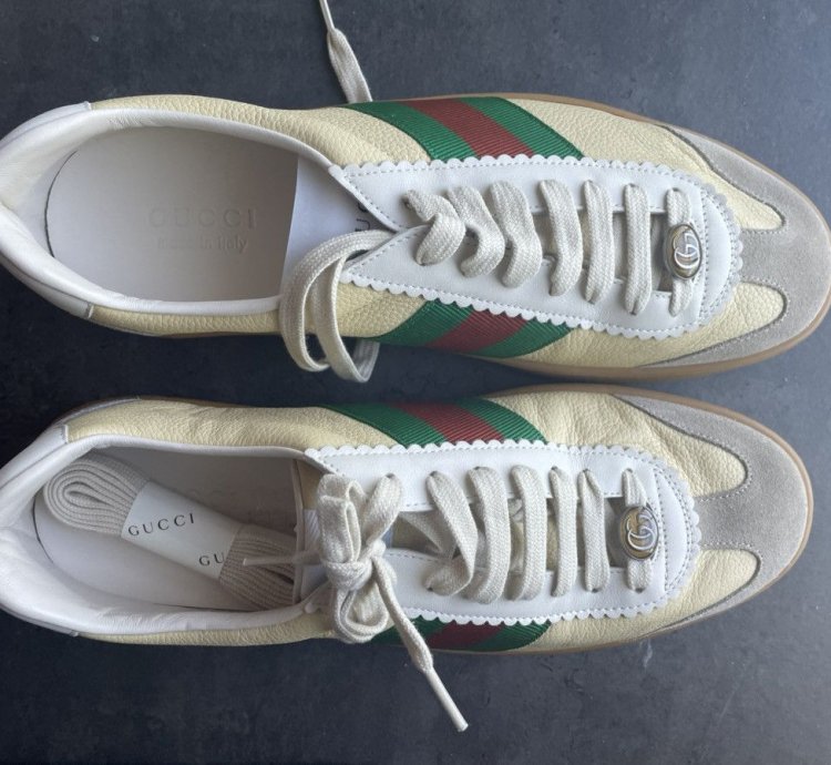 Gucci calfskin suede sweet web sneakers