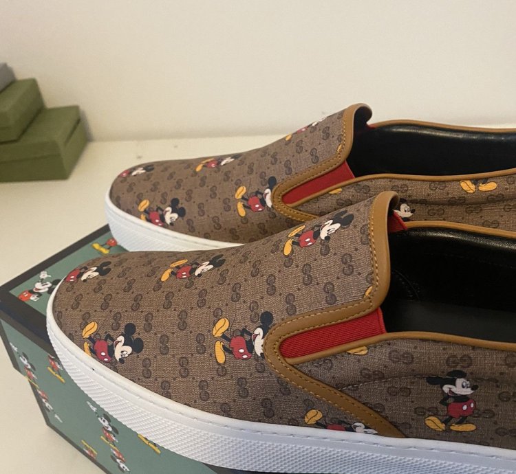 Gucci Disney GG Monogram Mickey Mouse Slip-Ons
