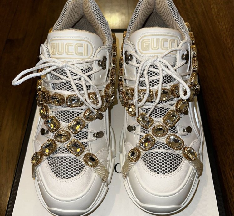 Gucci Flashtrek Crystal and Leather Sneaker