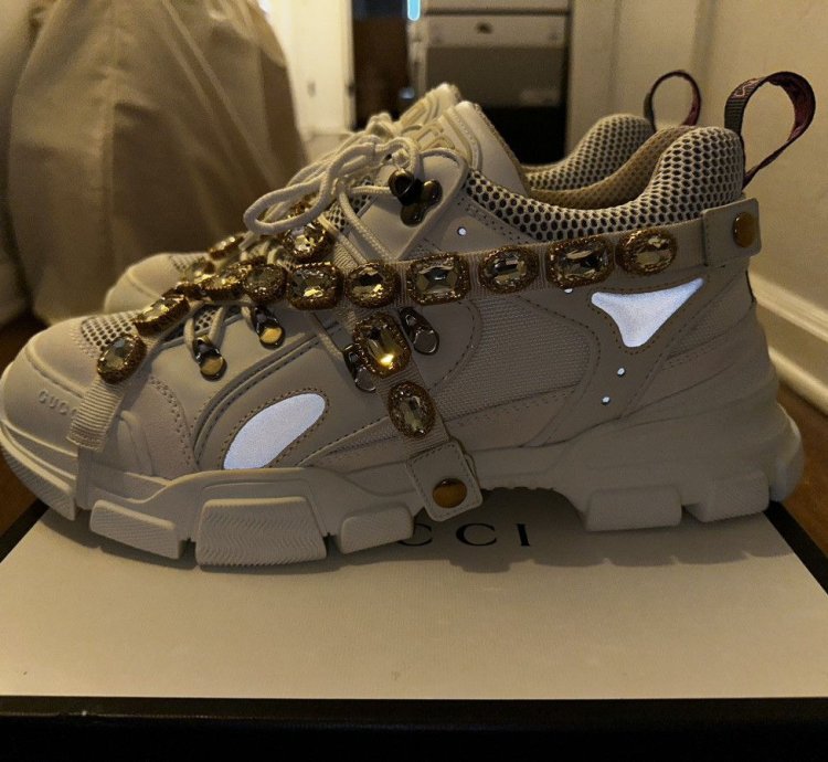 Gucci Flashtrek Crystal and Leather Sneaker
