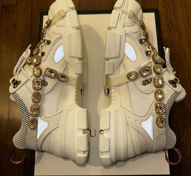Gucci Flashtrek Crystal and Leather Sneaker