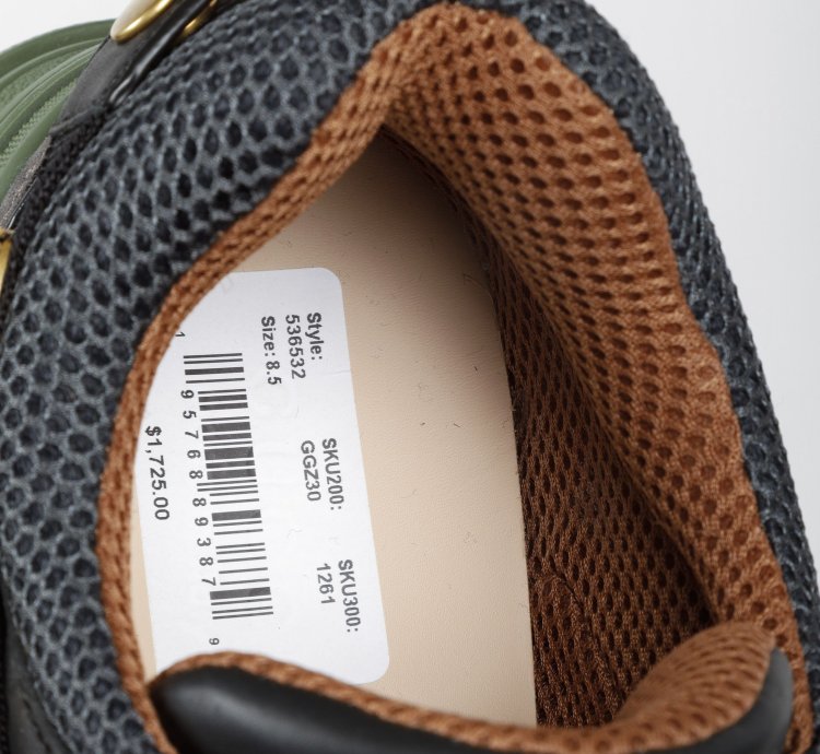 Gucci Flashtrek Crystal Black and Green Leather Sneakers