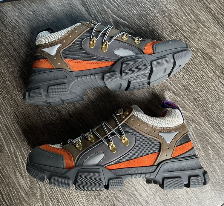 Gucci Flashtrek Grey Orange Sneaker Boot
