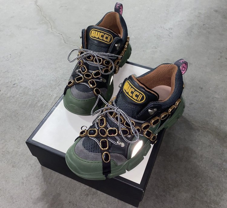 Gucci Flashtrek Leather Sneaker with Crystals