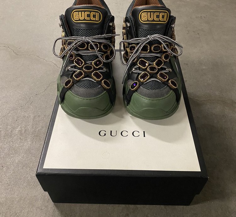 Gucci Flashtrek Leather Sneaker with Crystals