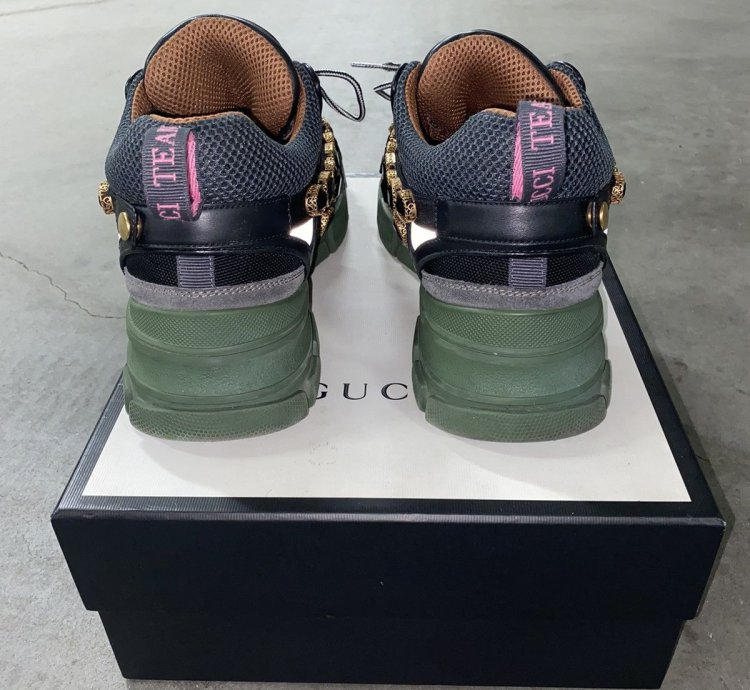 Gucci Flashtrek Leather Sneaker with Crystals