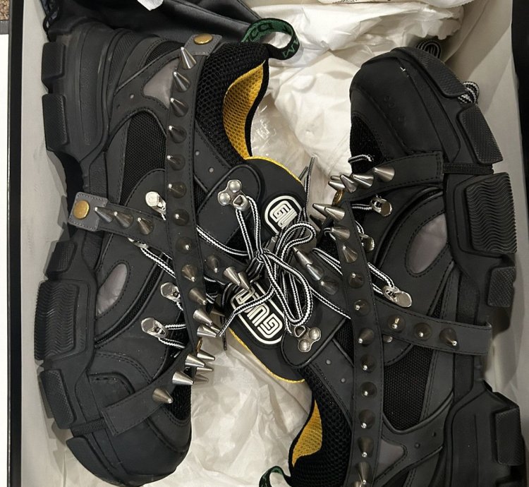 Gucci Flashtrek Spike Embellished Lace-Up Sneakers