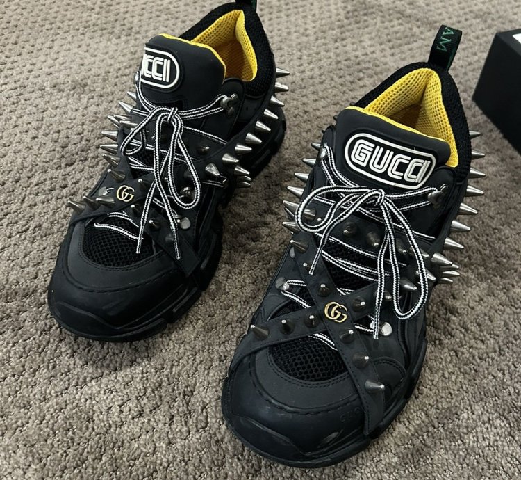 Gucci Flashtrek Spike Embellished Lace-Up Sneakers
