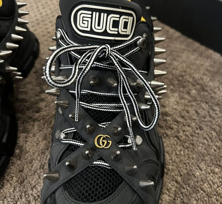 Gucci Flashtrek Spike Embellished Lace-Up Sneakers