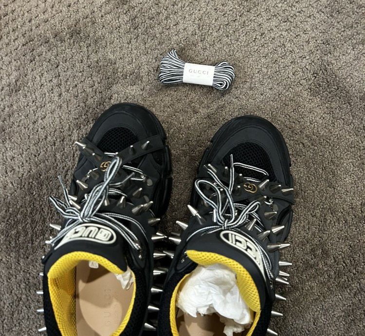 Gucci Flashtrek Spike Embellished Lace-Up Sneakers