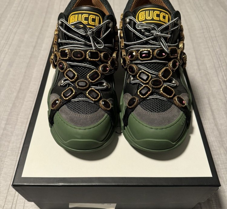 Gucci Flashtreks SEGA Green Removable crystals
