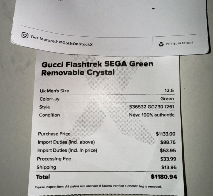 Gucci Flashtreks SEGA Green Removable crystals