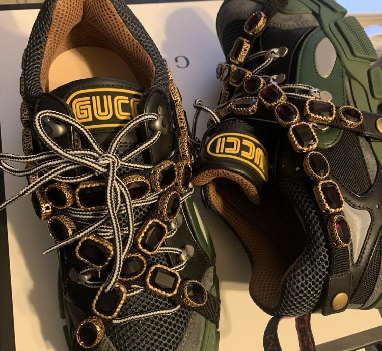 GUCCI FLESHTREK SEGA GREEN REMOVABLE CRYSTAL