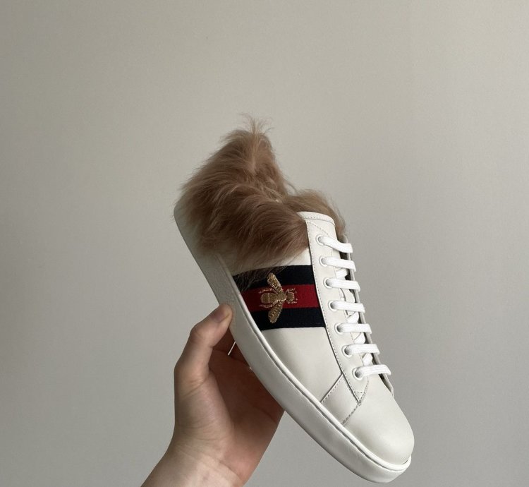 Gucci Fur Bee Ace Sneakers