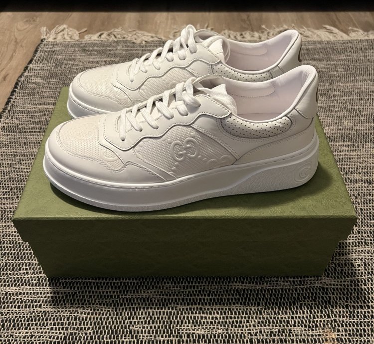 Gucci GG Embossed Sneakers in White