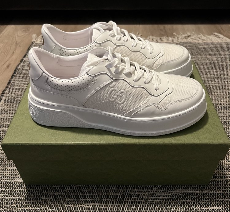 Gucci GG Embossed Sneakers in White