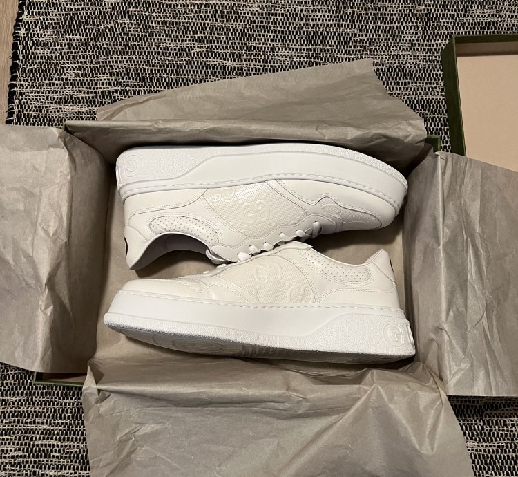 Gucci GG Embossed Sneakers in White