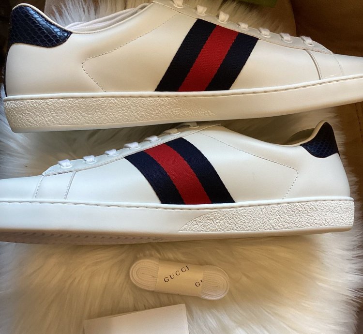 Gucci Gucci Ace Leather White Blue