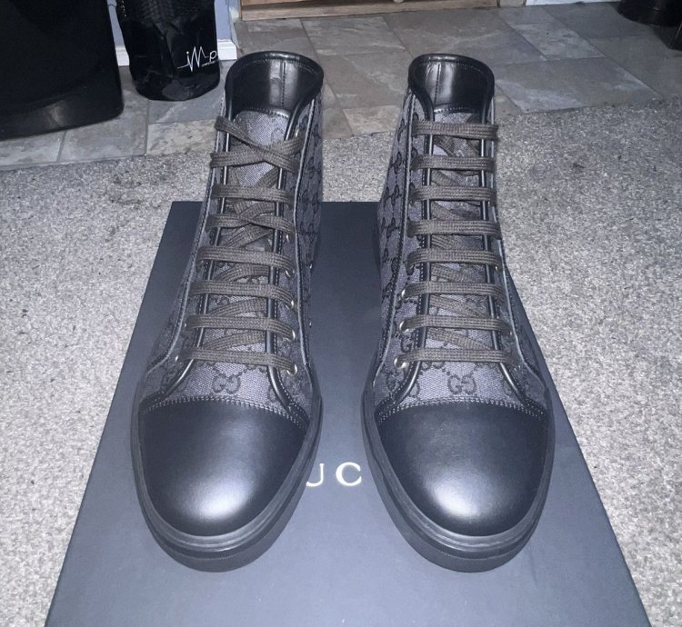 Gucci Hightop Fabric Sneakers Black US 11 5 Brand New