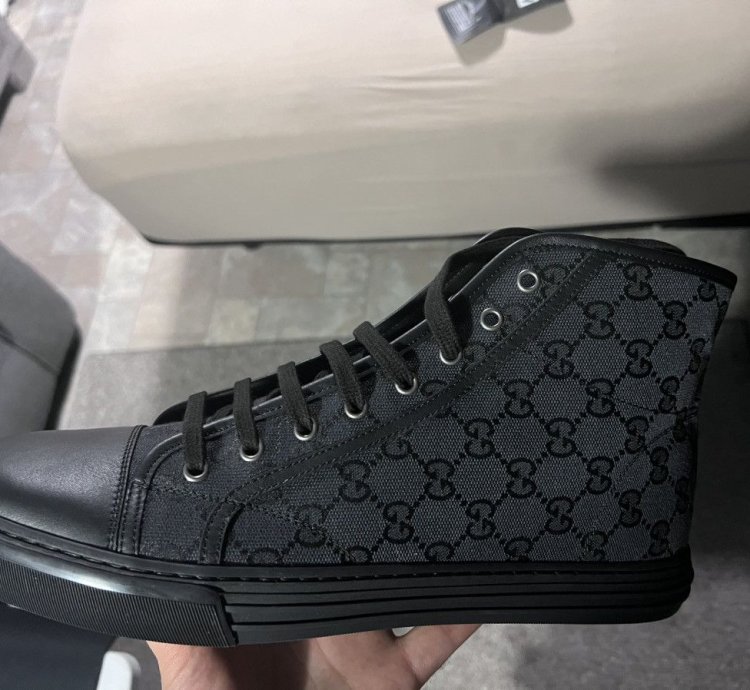 Gucci Hightop Fabric Sneakers Black US 11 5 Brand New