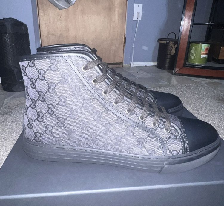 Gucci Hightop Fabric Sneakers Black US 11 5 Brand New