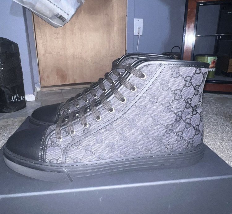 Gucci Hightop Fabric Sneakers Black US 11 5 Brand New