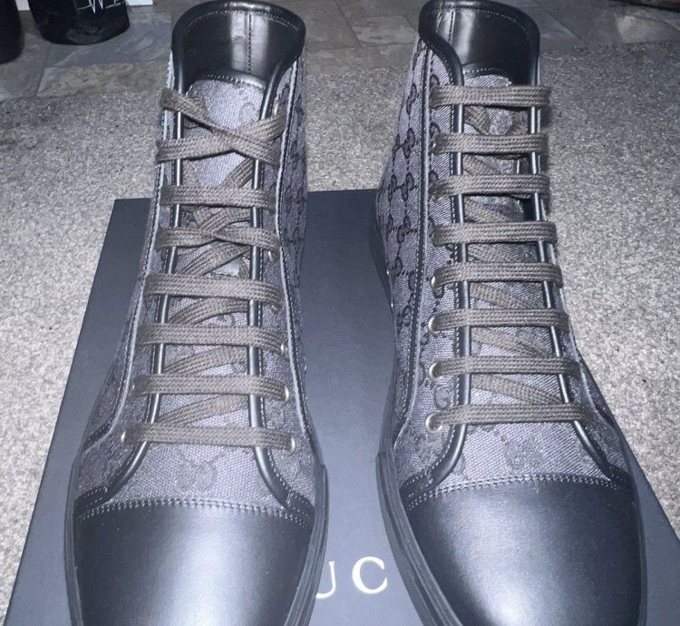 Gucci Hightop Fabric Sneakers Black US 11 5 Brand New