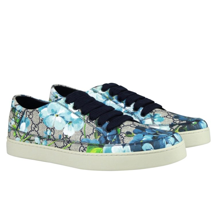 Gucci Men Bloom Flower Print Supreme Canvas Sneaker Shoes