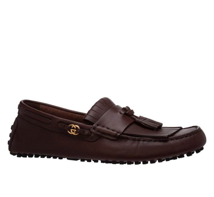 Gucci Men Interlocking GG Fringe Leather Loafer