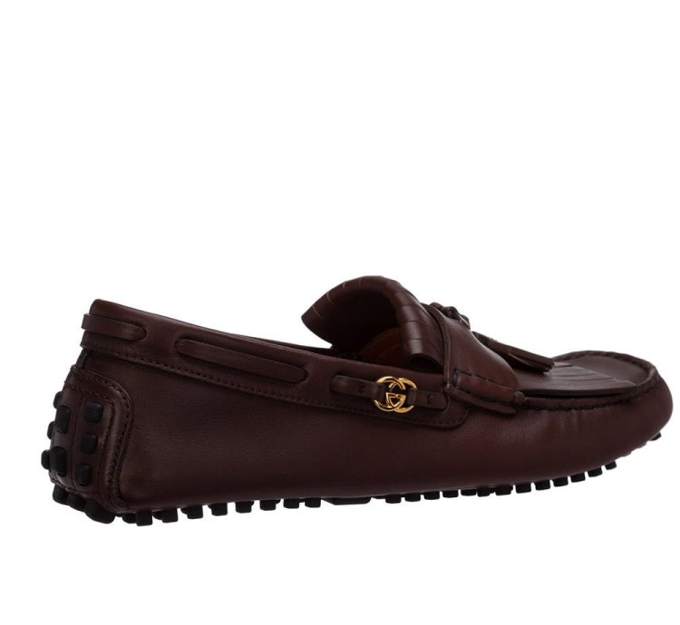 Gucci Men Interlocking GG Fringe Leather Loafer