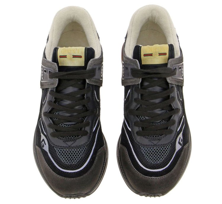 Gucci Men Suede Ultrapace Running Sneaker Grey Orange
