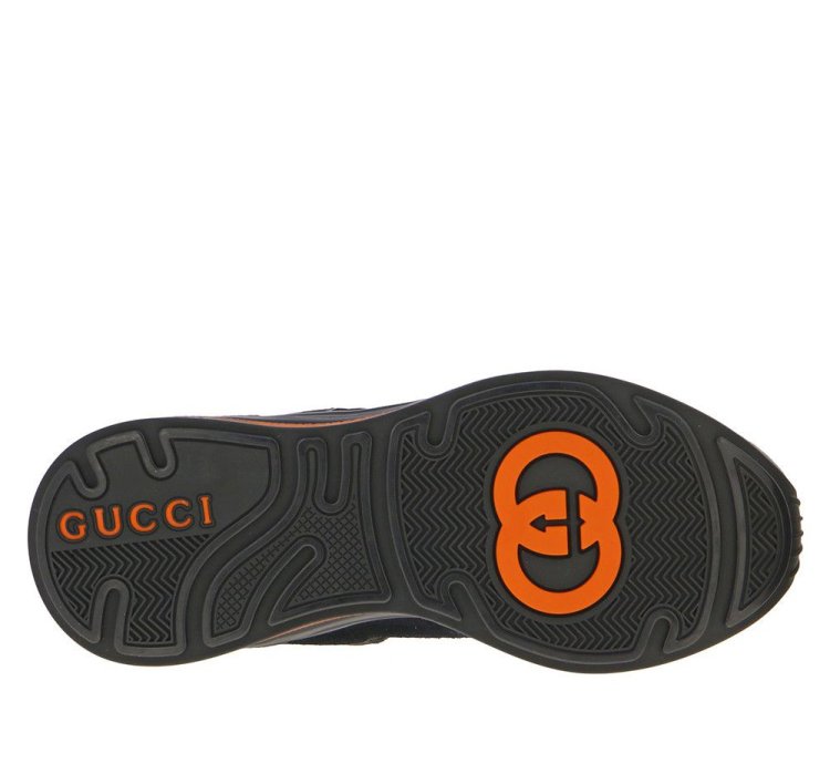 Gucci Men Suede Ultrapace Running Sneaker Grey Orange