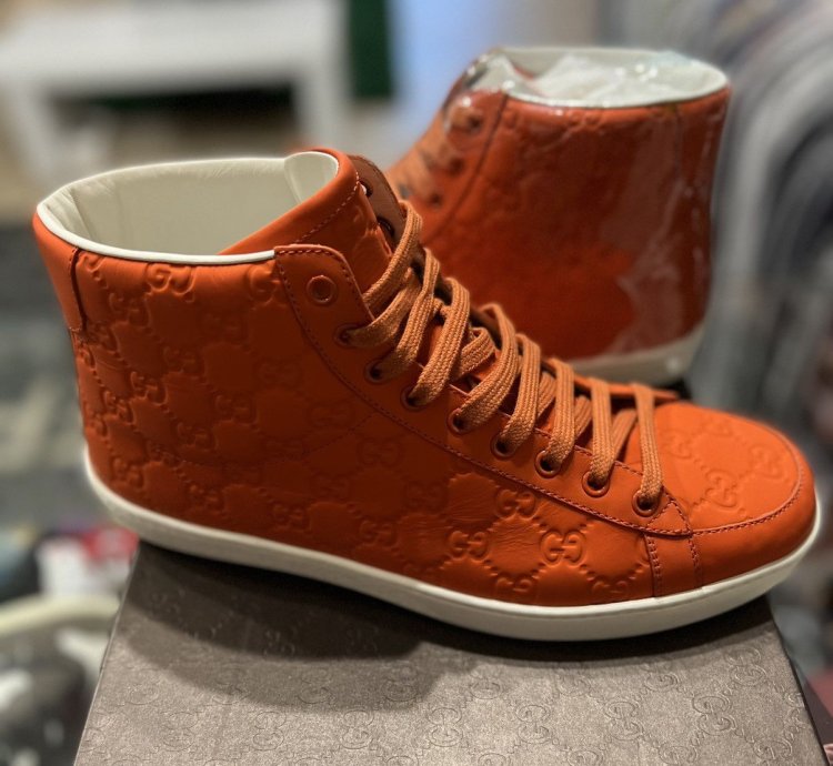 Gucci Orange Monogram Hightop
