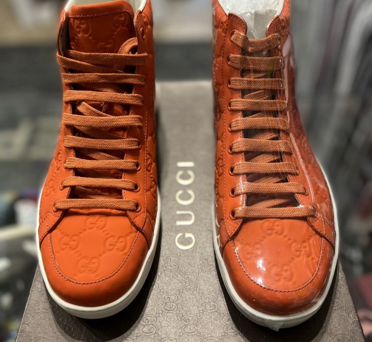 Gucci Orange Monogram Hightop