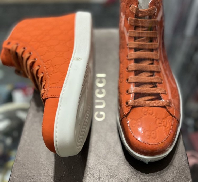 Gucci Orange Monogram Hightop