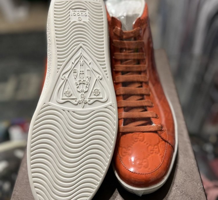 Gucci Orange Monogram Hightop
