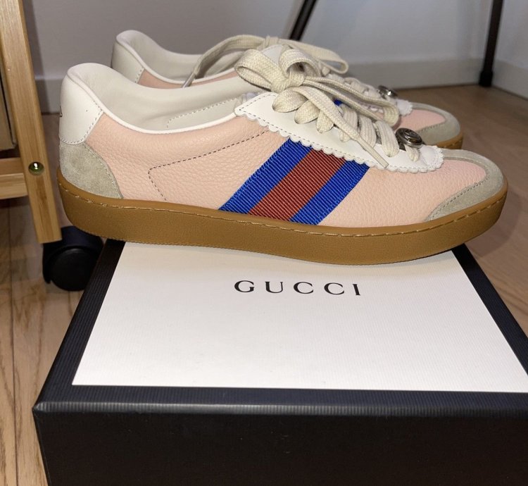 Gucci Pink Oatmeal Low Top Shoes