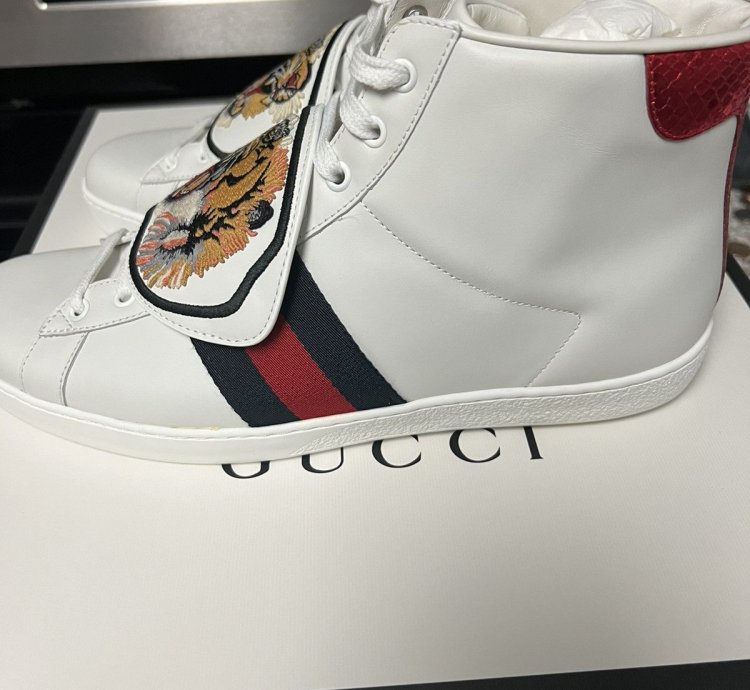 GUCCI Removable Patches Ace Mens High Top Sneakers