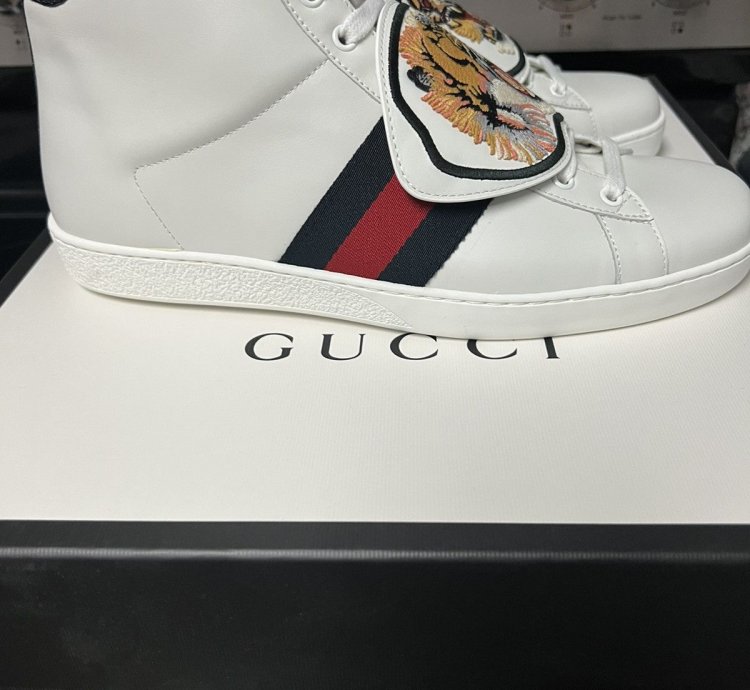 GUCCI Removable Patches Ace Mens High Top Sneakers