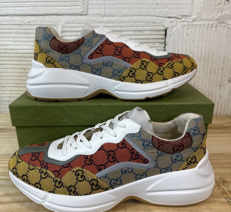 Gucci Rhyton Multicolor Mini GG Low Sneaker Sz 46
