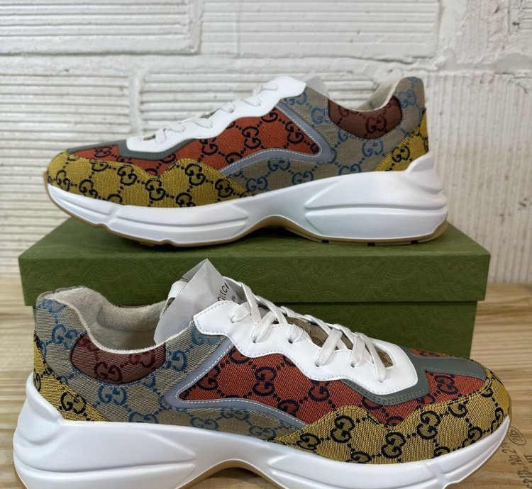 Gucci Rhyton Multicolor Mini GG Low Sneaker Sz 46