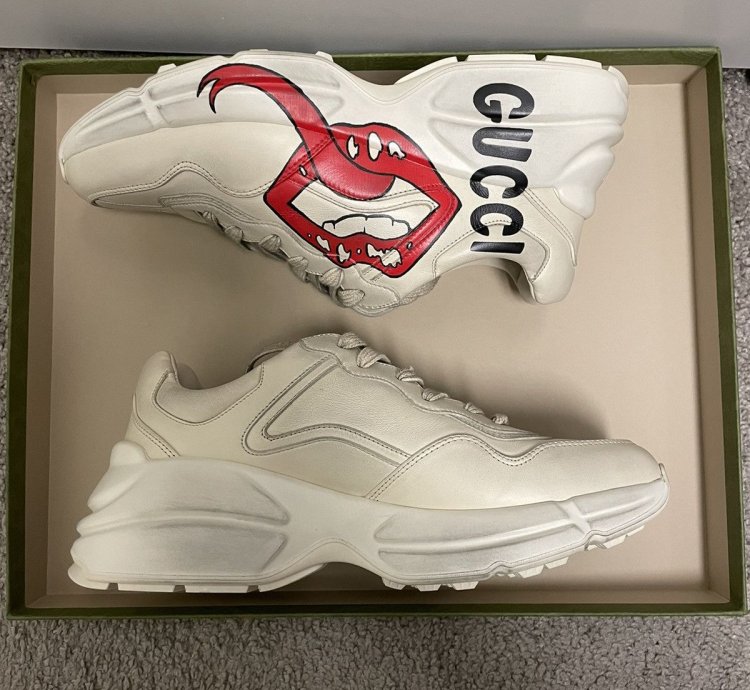 Gucci Rhyton Sneaker Calfskin Mouth Lip Print