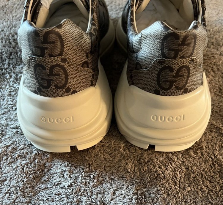 GUCCI RHYTON SNEAKER GG SUPREME LOGO BEIGE SIZE 12 UK 11