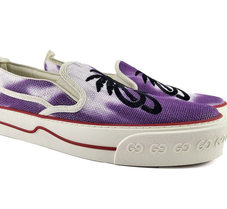Gucci Tennis 1977 Purple Canvas Sneakers US 10 5 IT 44