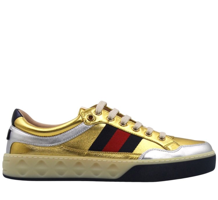 Gucci Web Leather Screener Sneakers