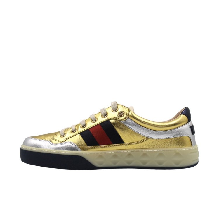 Gucci Web Leather Screener Sneakers