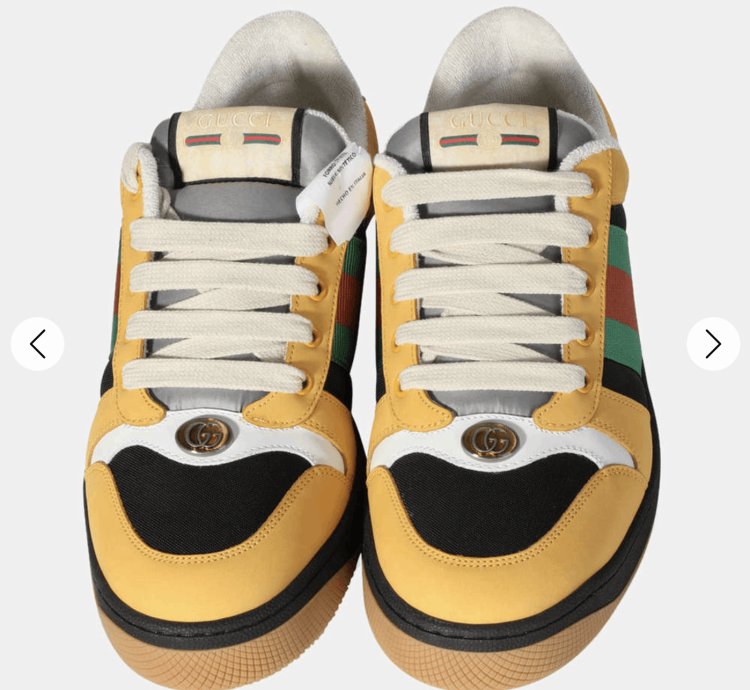 Gucci Yellow Web Suede Stripe Screener Sneaker Shoe 9 42