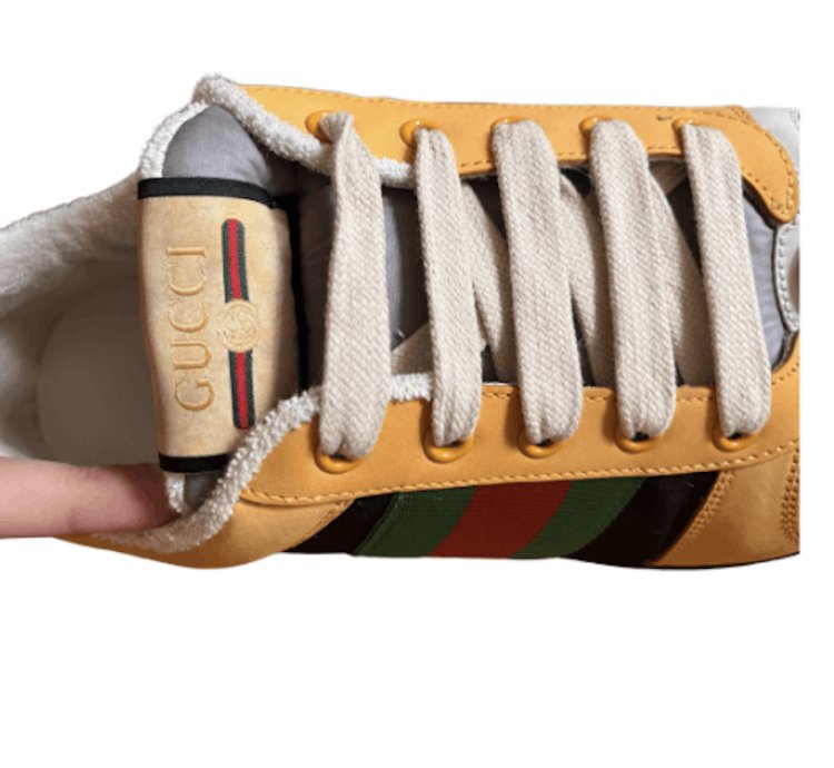 Gucci Yellow Web Suede Stripe Screener Sneaker Shoe 9 42