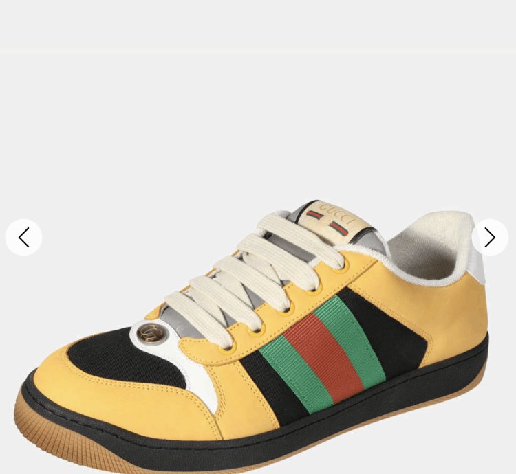 Gucci Yellow Web Suede Stripe Screener Sneaker Shoe 9 42