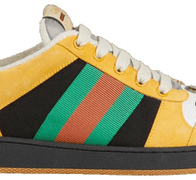 Gucci Yellow Web Suede Stripe Screener Sneaker Shoe 9 42